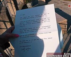 real german blind date with skinny blonde on street