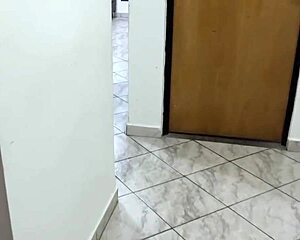 Stepdaughter on furniture in sexy short jeans with huge ass