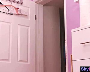 Garage webcam chat with stepdaughter