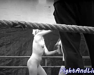 The bigtitted eurobabe passionately wrestles the beautiful lesbian babe in a 69 position.