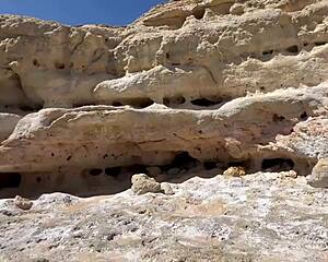 Damiana Brasileira explores cave in Portugal naughtily.