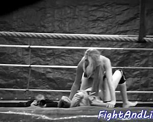 The bigtitted eurobabe passionately wrestles the beautiful lesbian babe in a 69 position.