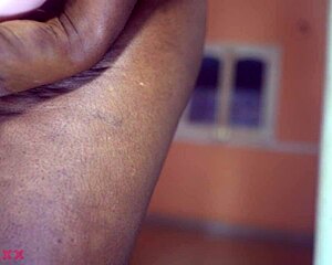 fat black amateur spreads legs, dildoing wet pussy loud