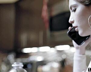 babysitter teen 18+ fucks on phone with boyfriend