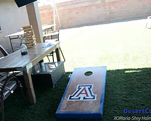 Shey Holmes and college girls get naked for public cornhole