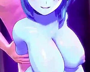 intriguing animation featuring two blue women with chichona figures