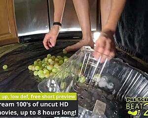 Raven Rogue smashes grapes, getting so wet and sticky on Beat2Feet.com
