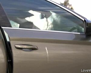 sally doing a pissing scene outdoors in public all alone