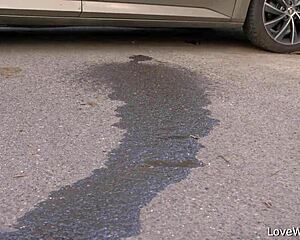 sally doing a pissing scene outdoors in public all alone