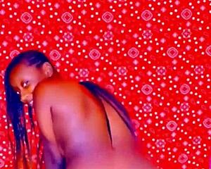 ebony nympho with big ass fucks herself naked and nude