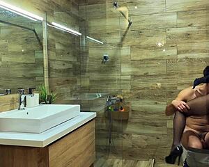 Myredfoxgirl enjoys a private moment in the party bathroom