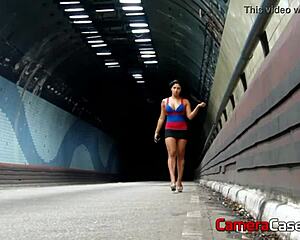 She shows off and fucks in the tunnel, then explains to the cops