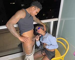 This time the guy filled my pussy with cum, we fucked on the veranda chair