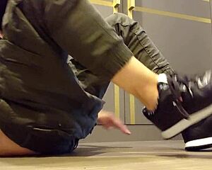 Wank in sneakers!