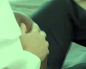 robby dives under her wedding dress concealing himself completely