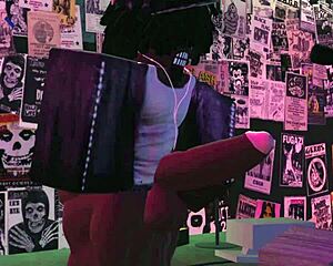 dami jerks off to big black cock in night club