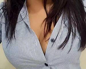 excited secretary touches herself in office