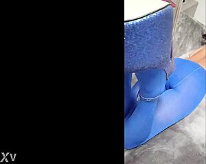 sexy pantyhose and blue high heels