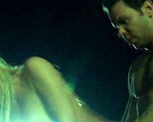 blonde milf carmen luvana poses in stockings and fishnets outdoors