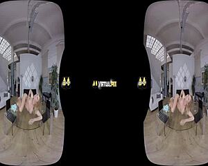 virtual reality porn with chrissy fox who dives into her piss