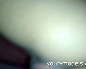 beautiful brunette caresses her body, touching her pussy solo at home 😍