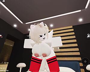 the fox girl with big tits gets bent over and pounded doggystyle, then rides rough until cumshot