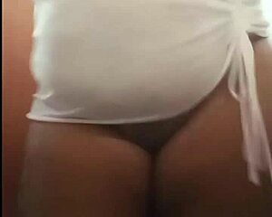 Chubby girl with big ass takes off clothes and shows her body