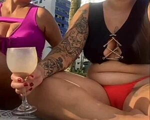Alone on beach flashing and wanting fun without husband