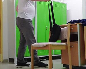 Amateur German Woman Changes Clothes At Work