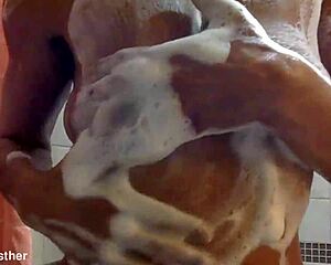 Ginger Moist Her Soapy Wet Nipples And Tits In Closeup Belly View