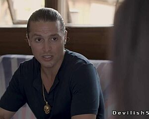 Husband fucks wife's floppy saggy tits. With monster cock in hotel!