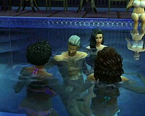 Ajay Pounds Cheerleading Squad Poolside Group Fuck