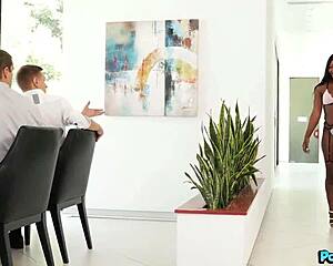 Hot Ebony Intern Noemie Bilas Fucks Everyone In Group Action