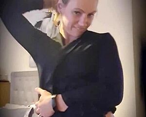 blonde milf performs striptease