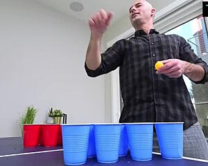 Petite Brunette Julia James Teases Tight Pussy After Losing Pong Game