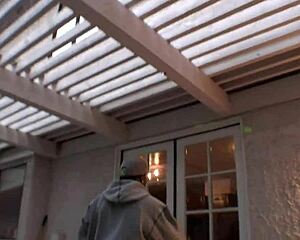 Blonde mother with large breasts rides black partner