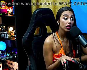 Didy Reis Shows Beautiful Tits During Podcast as Ruan Sucks Them in Sheer Red