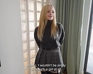 sexy blonde cheats on husband in bathroom with tv handyman