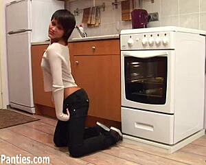 Emo Tomboy Teen Slowly Removes Her Skinny Jeans Next Door