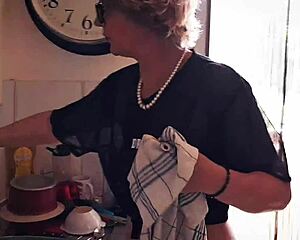 karina, the curvy housewife, moans in the kitchen as she gets her big ass licked and fucked hard
