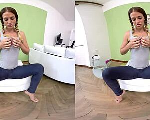 VR SEXY GIRL SHOWS ASS WITH BRAIDS!
