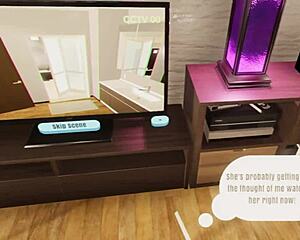 lets play elises peepshow - vr with brunette pussy voyeur action...