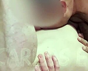 Husband savoring his wife's tasty shaved pussy.