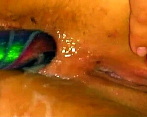 Blonde and brunette lesbians lick tight assholes before anal toys