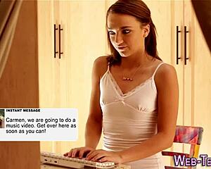 Stockings teen 18+ager tastes brunette ass in lesbian oral.