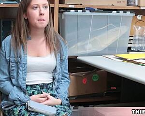 Petite Brooke got caught shoplifting in California, cop punished her with hard fuck.