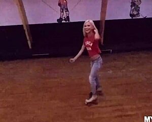 Petite blonde awaits her partner