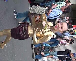 at the osu gold powder show, costume slips revealing fully visible nipples