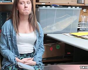 Petite Brooke got caught shoplifting in California, cop punished her with hard fuck.