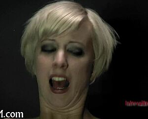 Total submission from Angels in bondage blowjob and rough fucking.